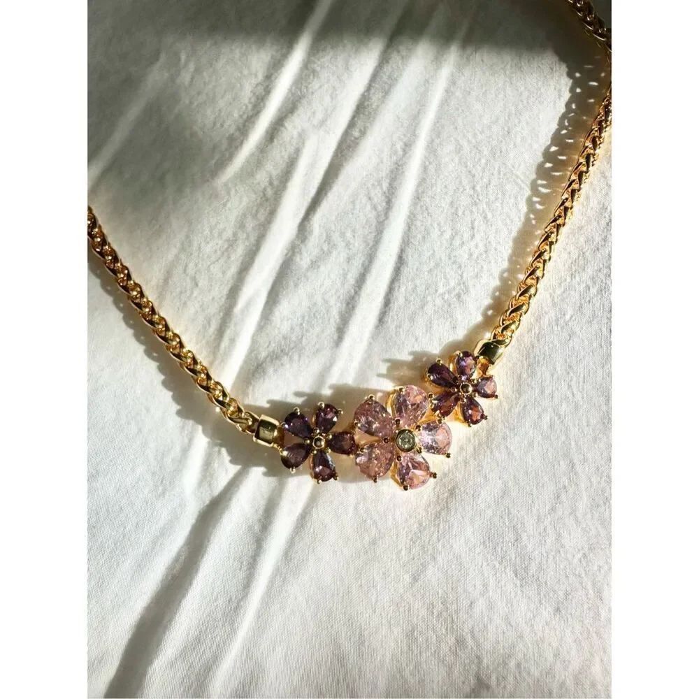 Pink and purple cubic zirconia Regency style necklace ￼